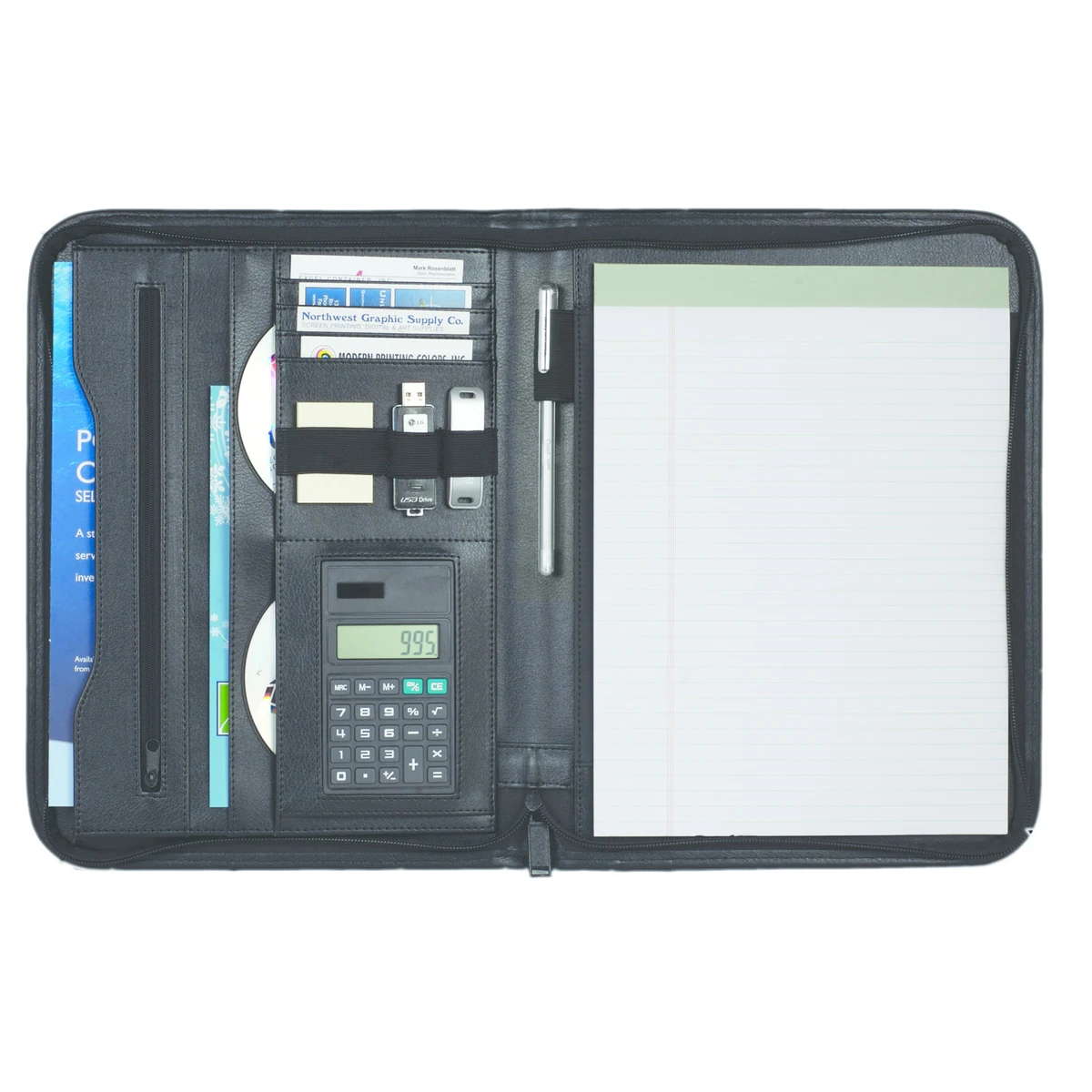 Horizon Padfolio w/Calculator, Zipper and USB Holder 1