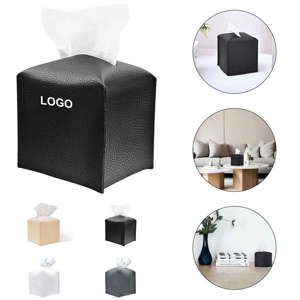 Leather Square Tissue Box Cover 1