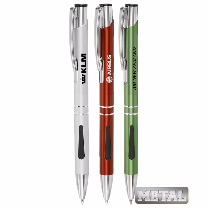 Union Printed, Promotional "Plush" Grip Metal click Pen