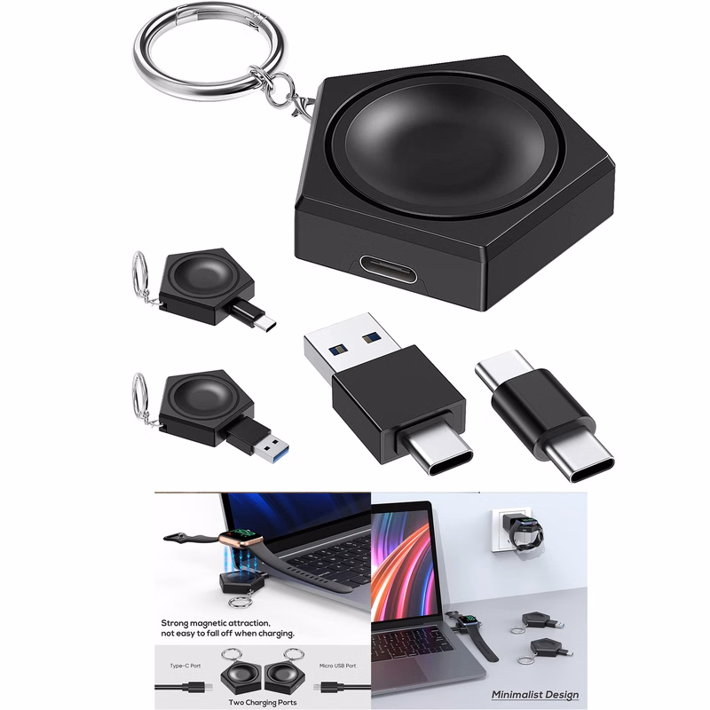 Portable Wireless Charger with USB C to C/A Adapter for Traveling