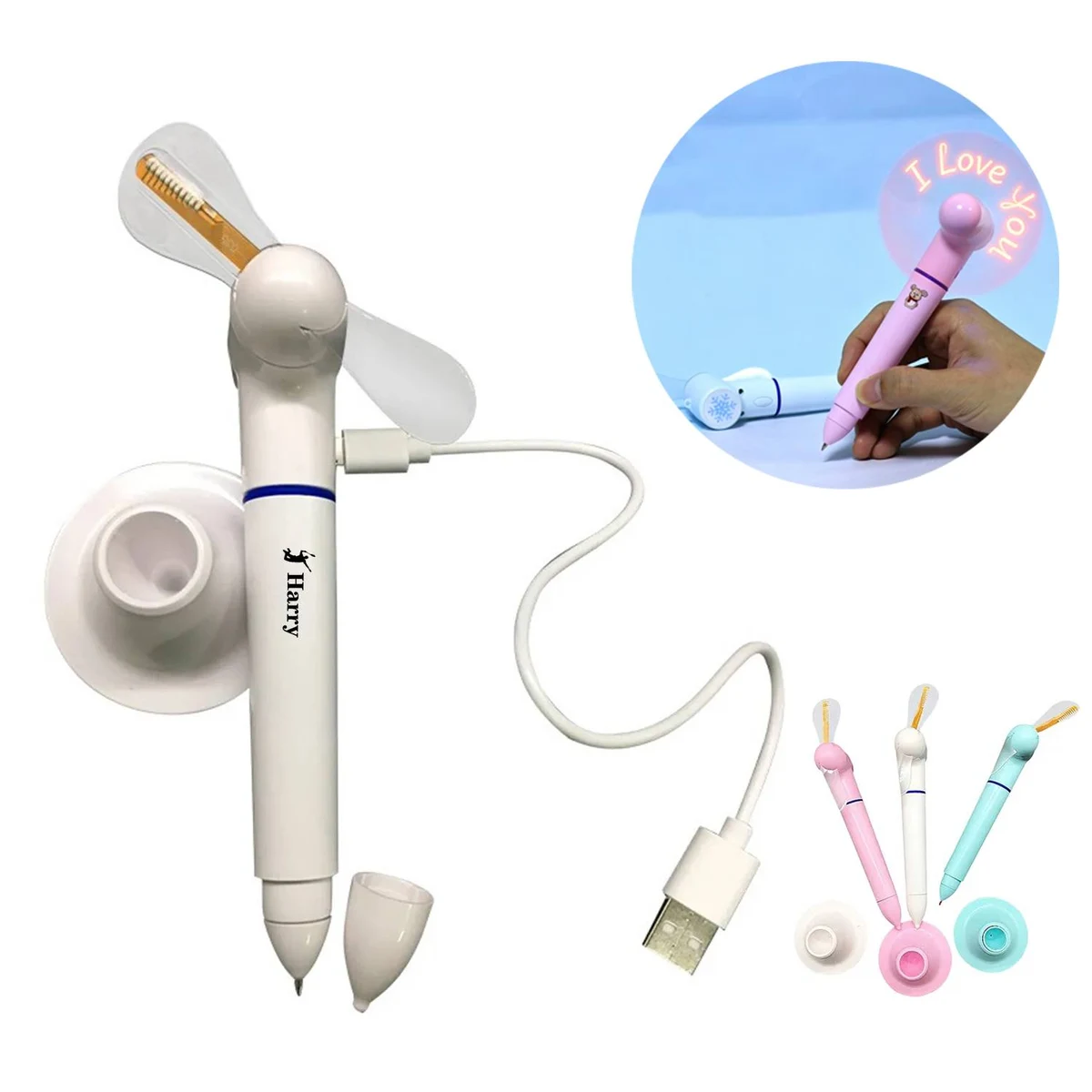 Usb Led Flashing Mini Fan with Ballpoint Pen 1