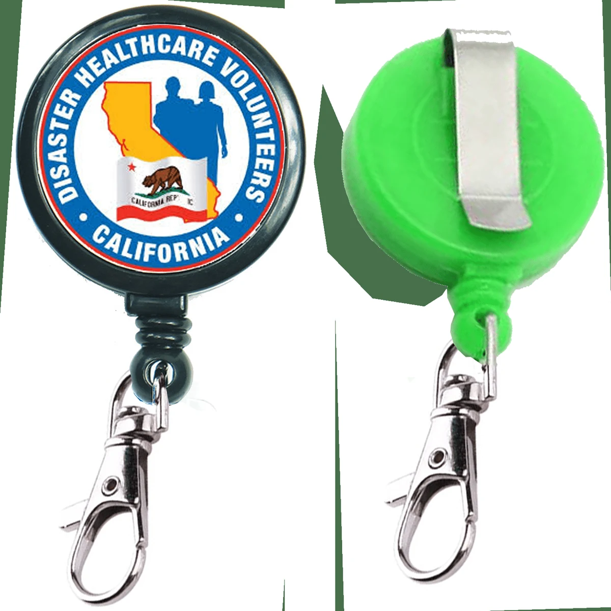 Large Retractable Round Badge Reel w/ Lobster Claw & Belt Clip 1