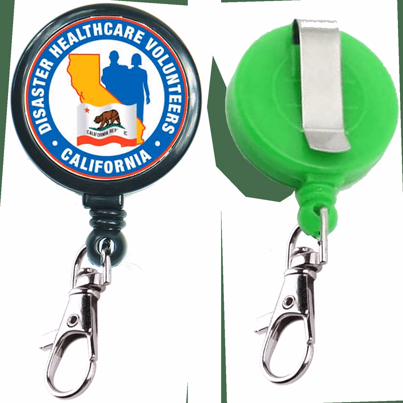 Large Retractable Round Badge Reel w/ Lobster Claw & Belt Clip