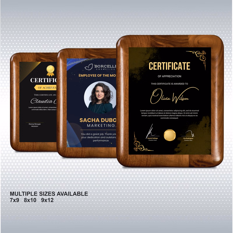 Walnut Elliptical Edge Rounded Plaque/w Sublimated Plate