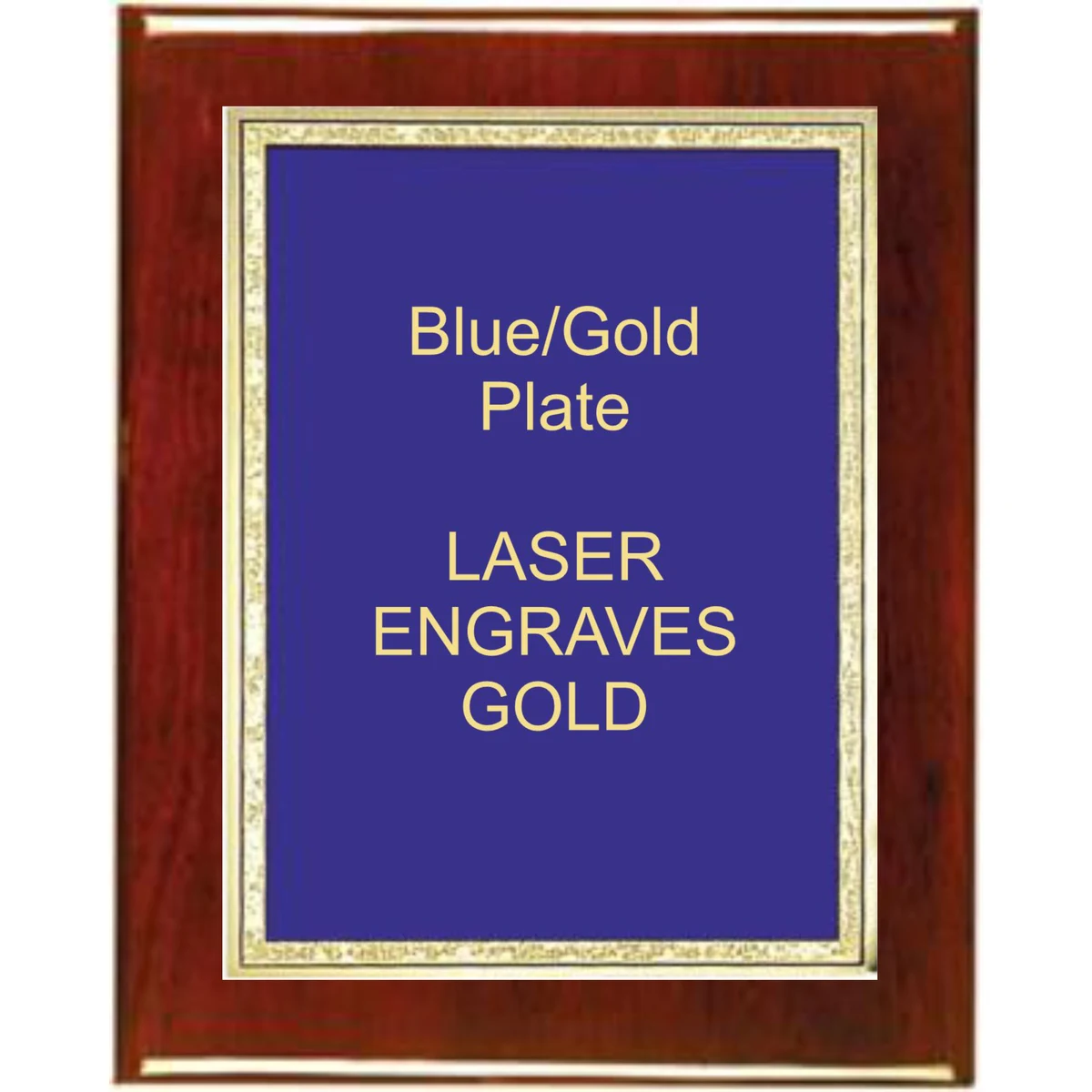 6" x 8" Rosewood Piano Finish Plaque with a Blue Florentine Plate 1
