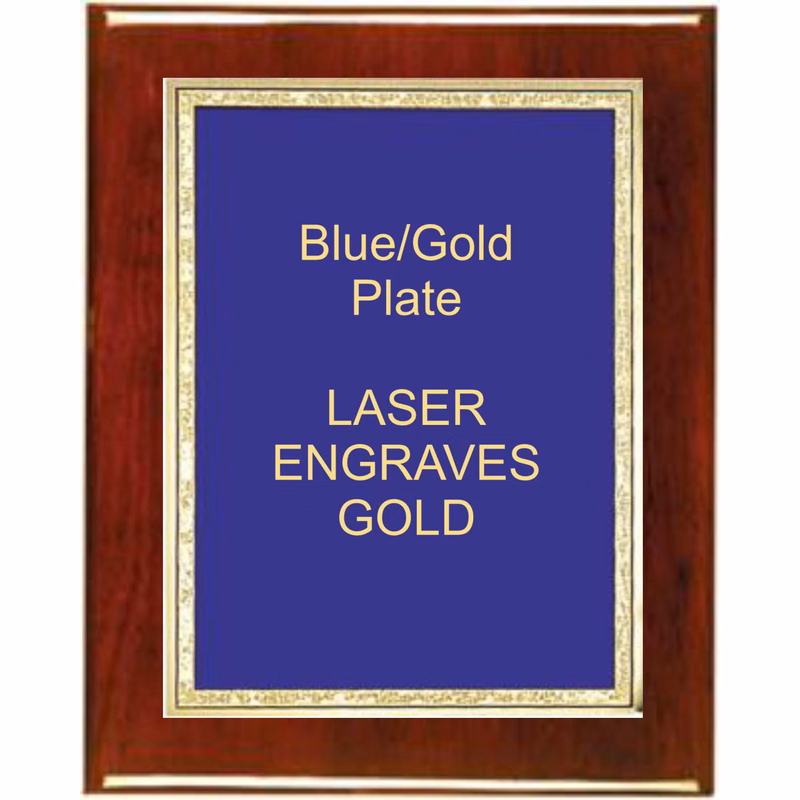 6" x 8" Rosewood Piano Finish Plaque with a Blue Florentine Plate