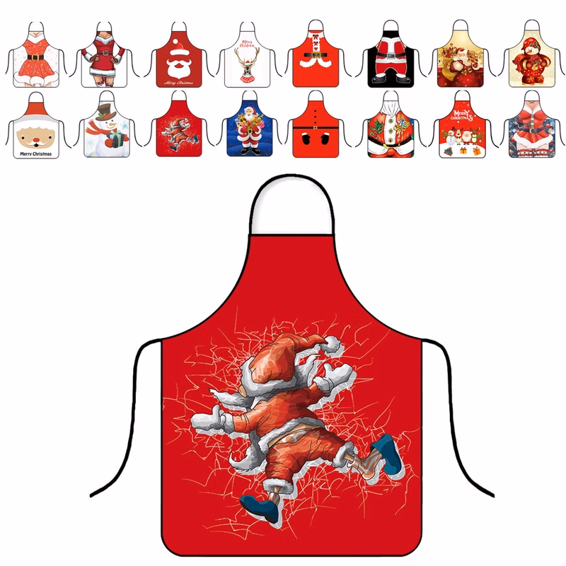 Custom Waterproof Christmas Apron with Festive Designs for Holiday Fun