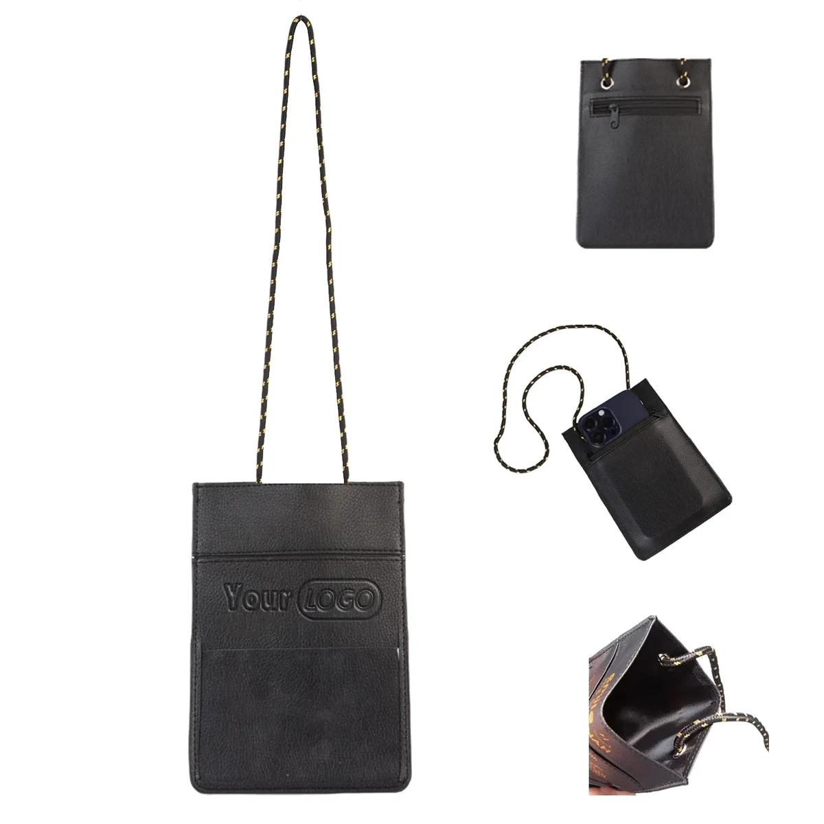 Black Rectangular Shoulder Bag with Strap 1