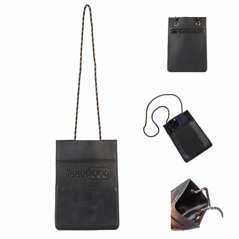 Black Rectangular Shoulder Bag with Strap