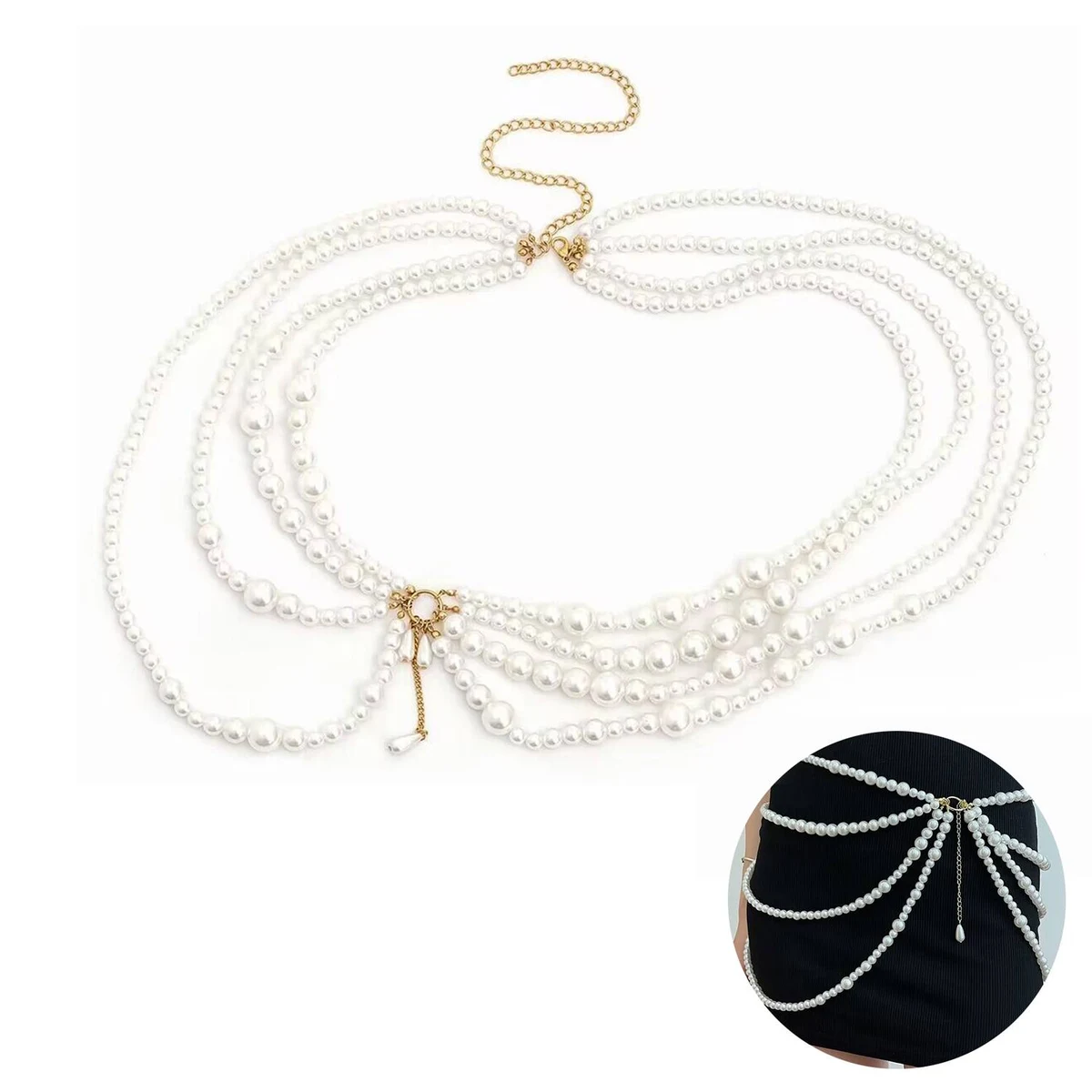 Alloy Multi-layered imitation pearl body chain 1