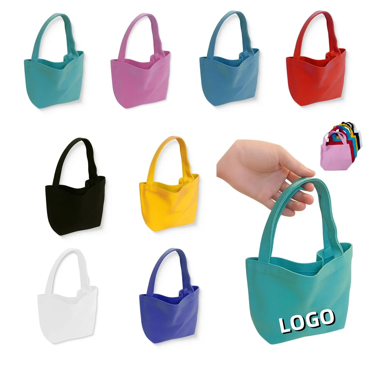 Mini Colorful Canvas Tote Bag, custom tote bag with logo imprint 1