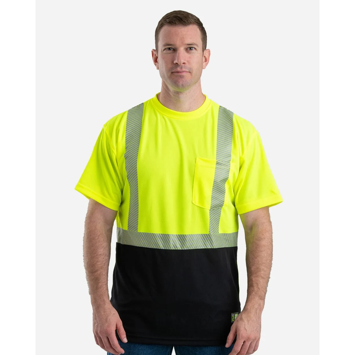 Men's Hi-Vis Class 2 Color Blocked Pocket T-Shirt - HVK017 1