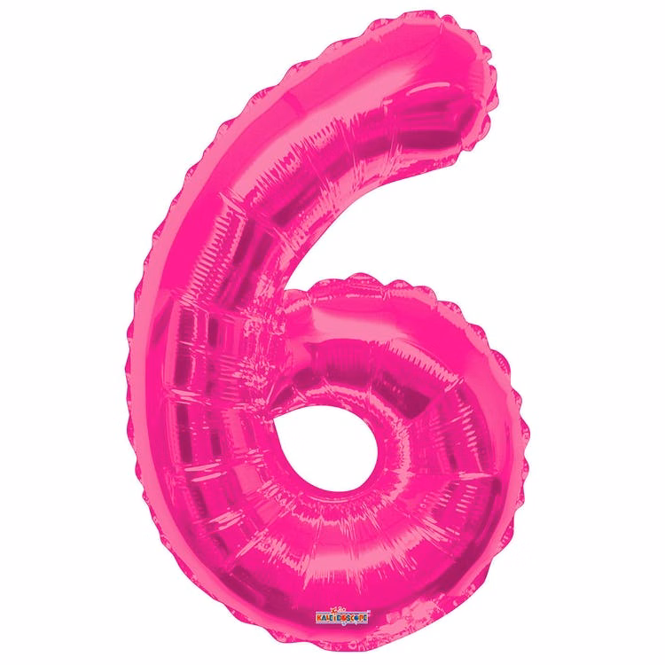 Mylar Number 6 Balloons - Pink 34"