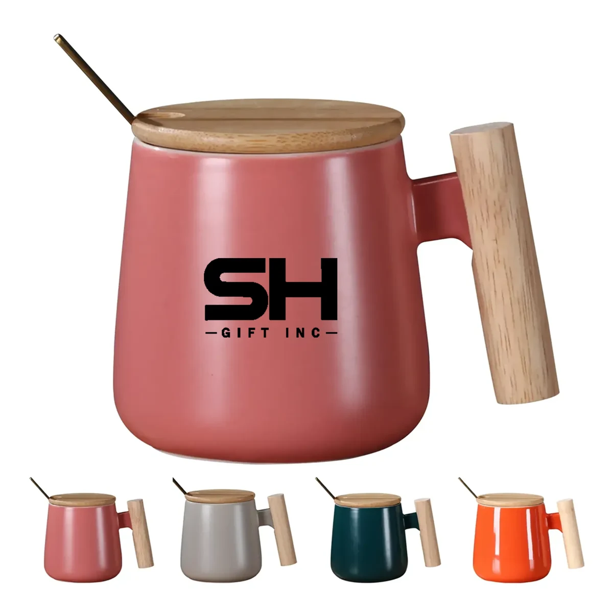12oz Ceramic Mug With Wooden Handle 1