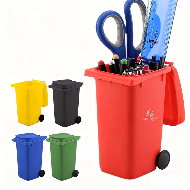 Mini Curbside Trash Bin/Pen Holder with Lid