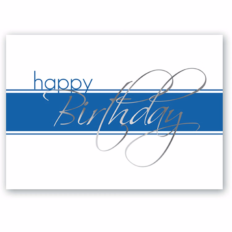Silver Script Birthday Card