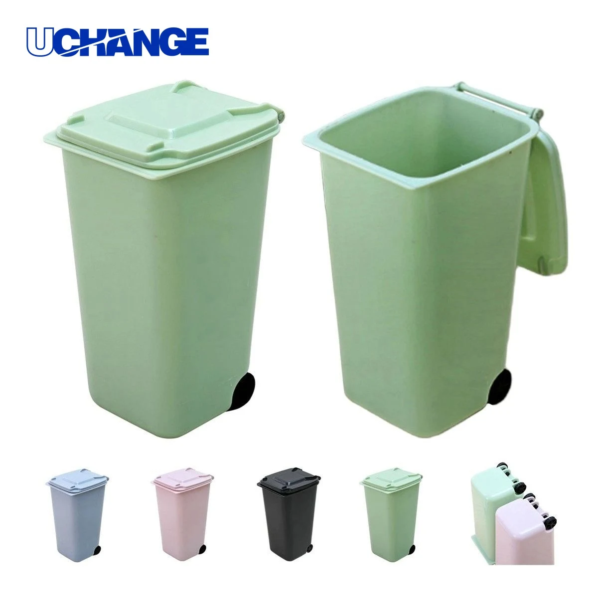 Mini Wheel Bin Classified Desktop Trash Can 1