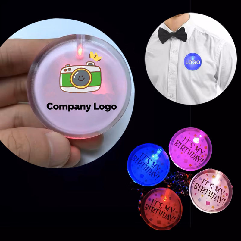 MOQ 20 pcs LED Badge Pin