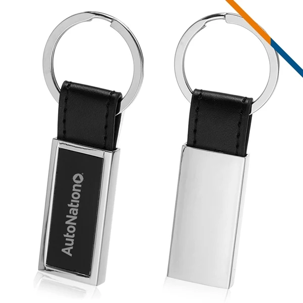 Custom Sleek PU Leather Metal Core Rectangular Keychain — Professional Brand Statement 1