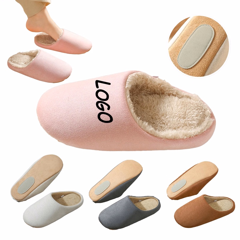 MOQ 30 Quiet Soft Bottom Plush Slippers Non-Slip Home