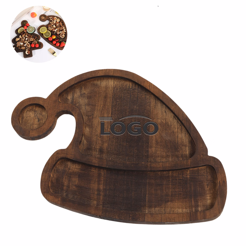 Holiday Wooden Tray Filled with Snacks and Christmas Treats