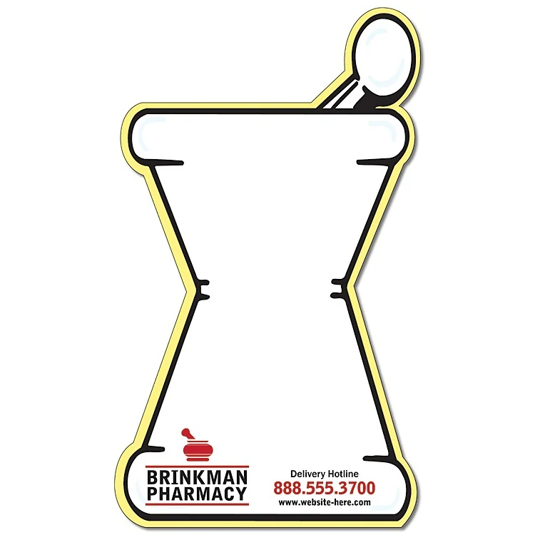 Mini Memo Board Shape - 5x8.5 Laminated - MORTAR & PESTLE - 14 pt., custom desk accessory with logo imprint 1