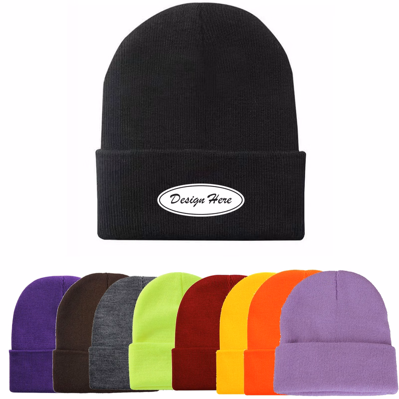 Unisex Knit Beanie, Solid Color Warm Hip-Hop Winter Hat