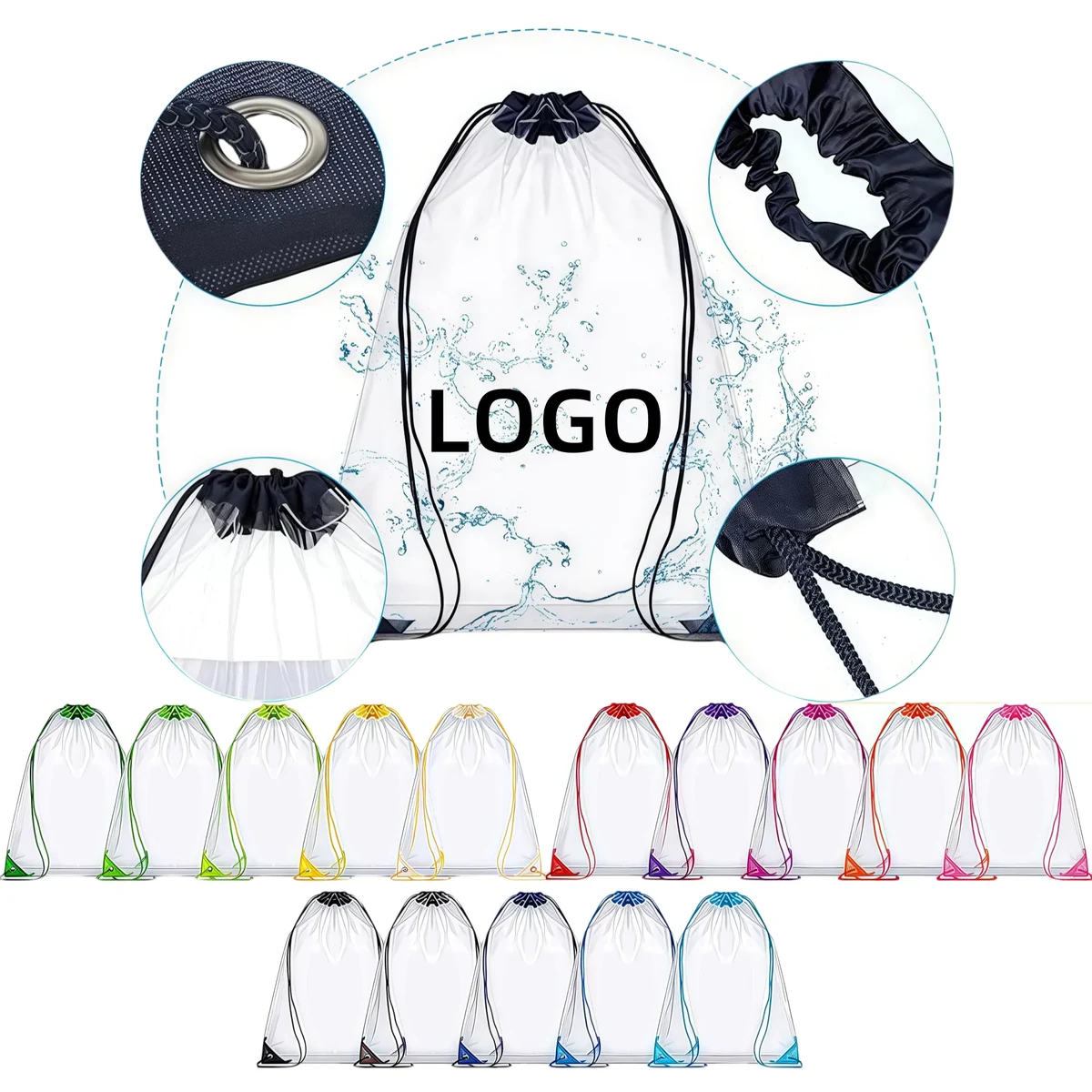 MOQ Clear PVC Drawstring Transparent Travel Sports Bag 1