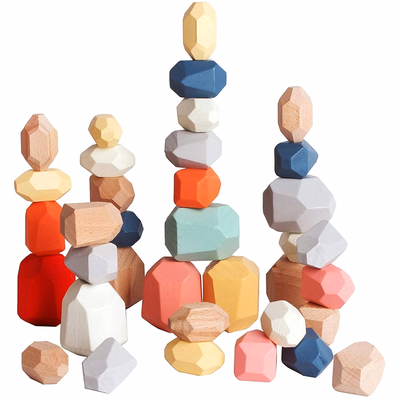 36 Pcs Wooden Sorting Stacking Rocks