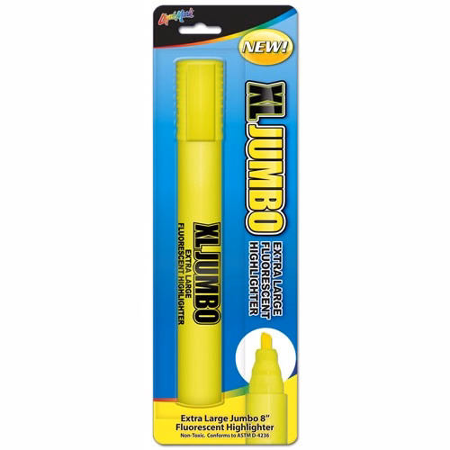 XL Jumbo 8" Extra Large Fluorescent Highlighter - Yellow