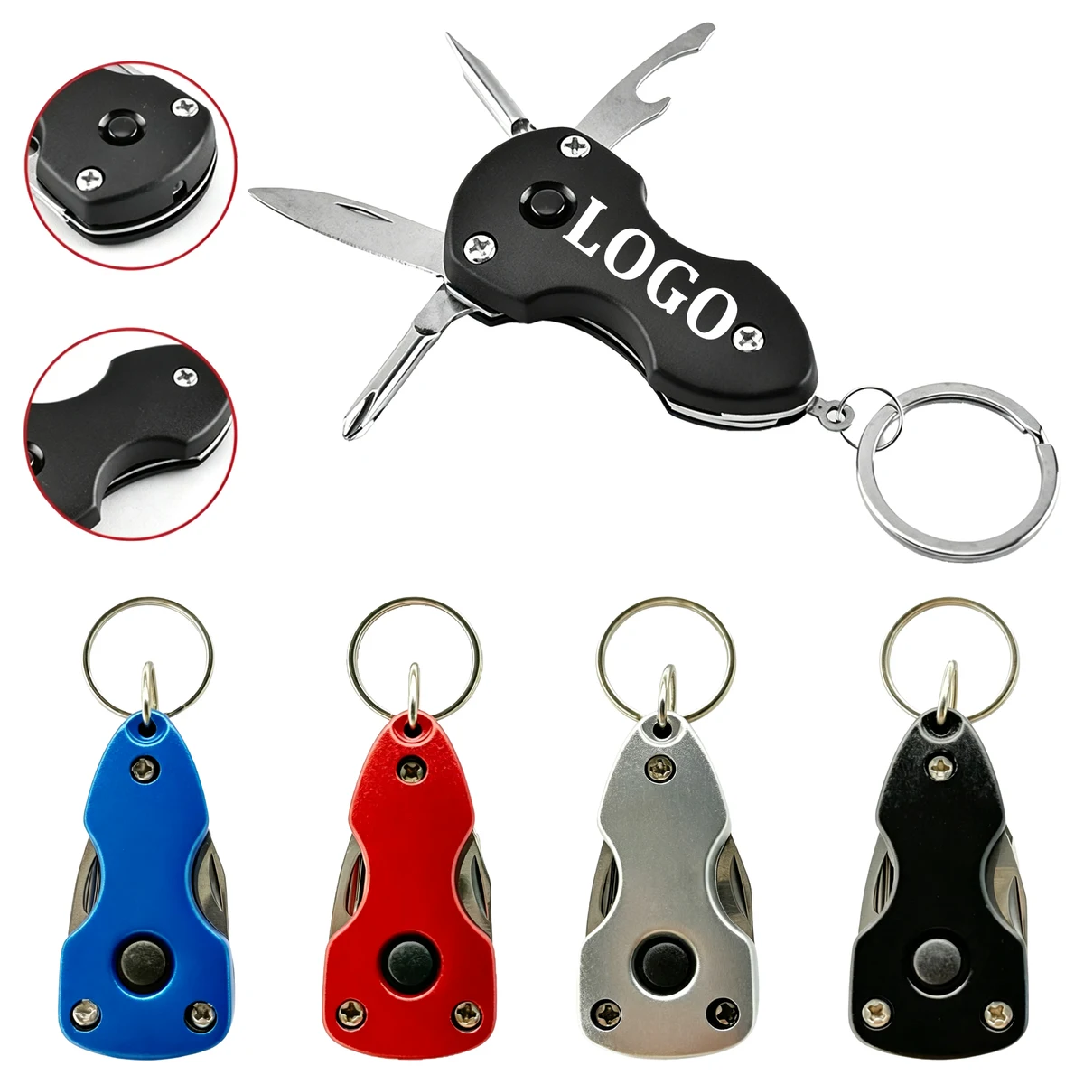 6-in-1 Multipurpose Keychain Tool with LED Light and Screwdriver Set 1