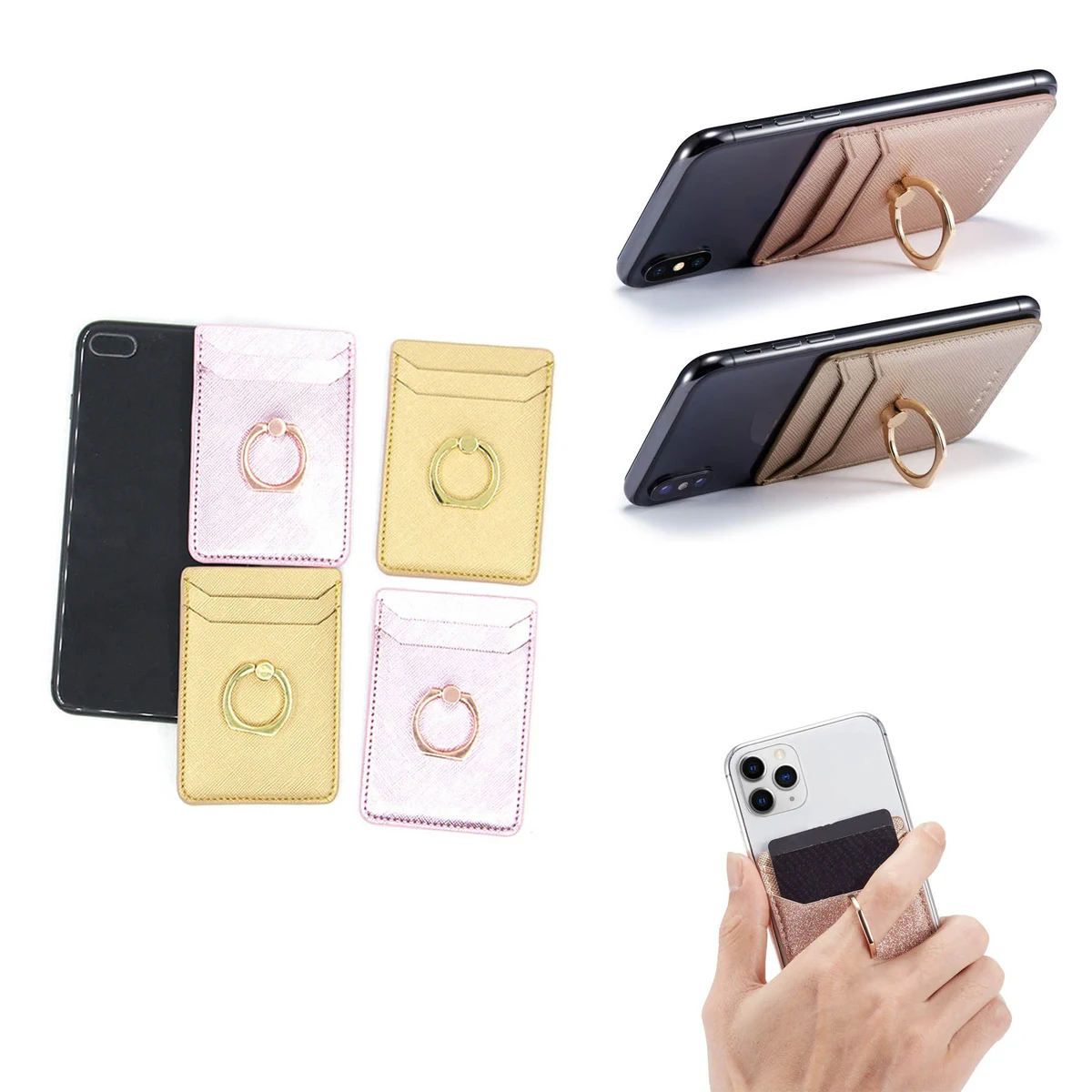 PU Leather Phone Wallet w/ Ring Stand 1