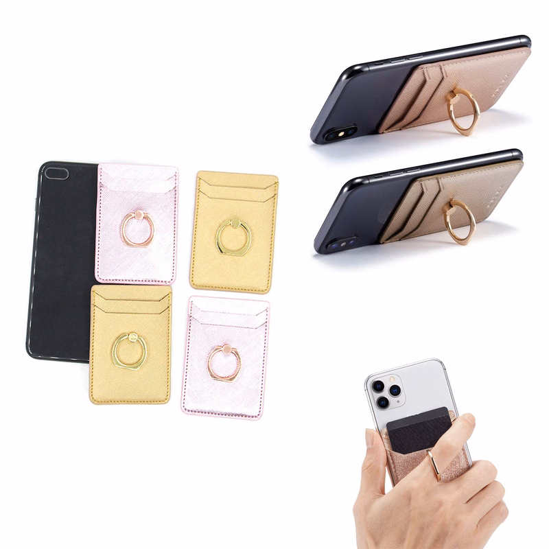 PU Leather Phone Wallet w/ Ring Stand