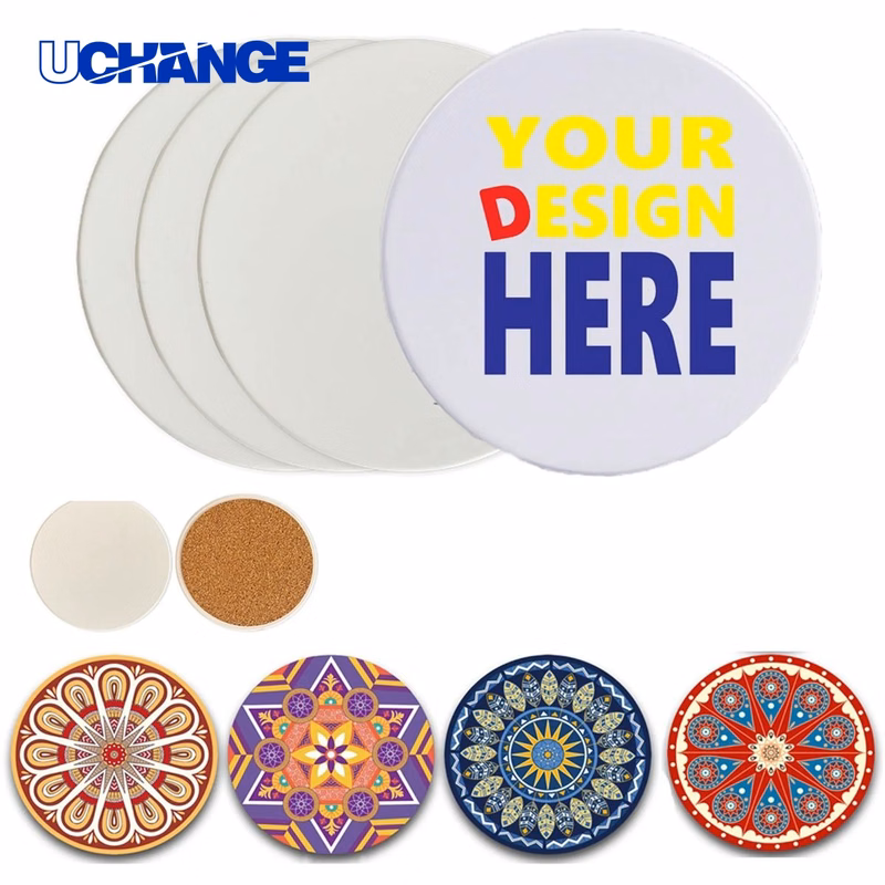 Full Color Imprint Square Round Ceramic Coaster Mat