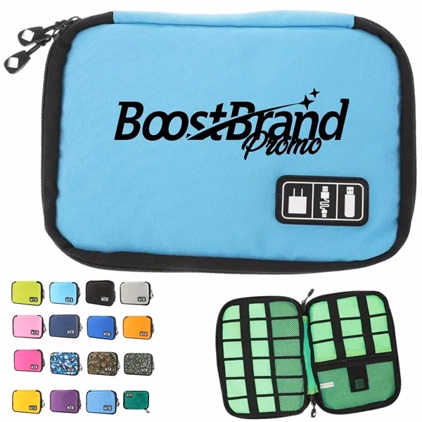 Custom Tech Accessories Travel Organizer Pouch — Electronics Storage Solution