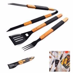 Wood Non-Stick Grilling Tool Set