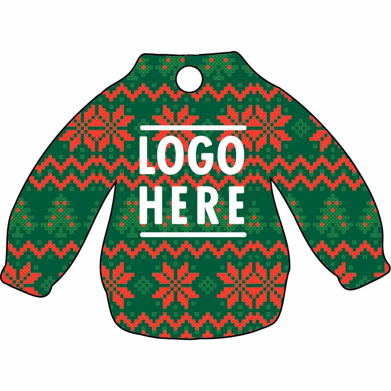 1/4" Recycled Wood Ornaments-Green Sweater