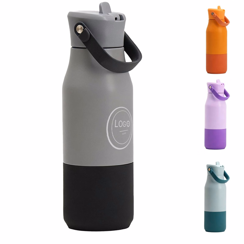 22 oz Handle Stainless Steel Straw Water Bottle