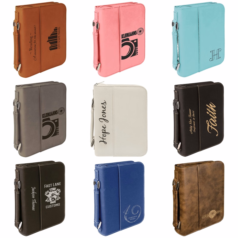 6 3/4" x 9 1/4" Leatherette Book/Bible Cover with Handle & Zipper