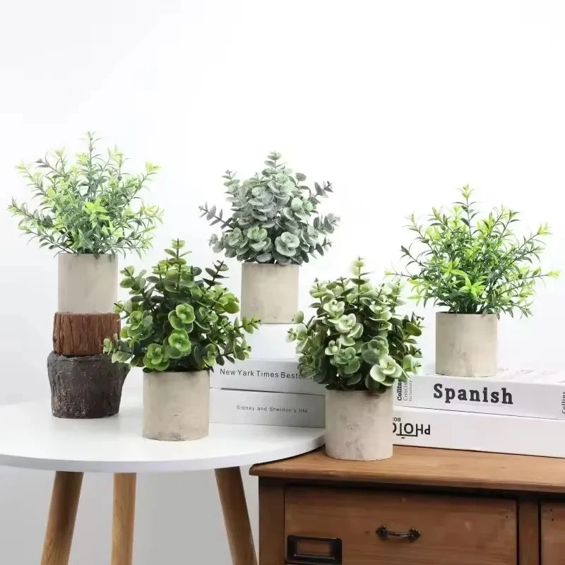 Mini Potted Fake Plants Artificial Small Eucalyptus For Home 1