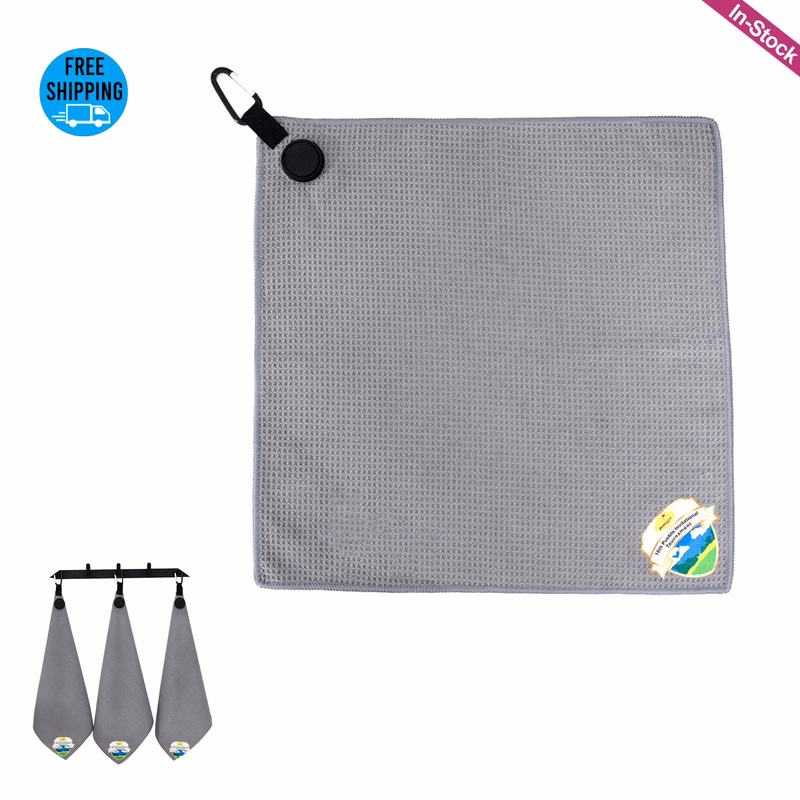 16"x16" 400GSM Magnetic Microfiber Waffle Golf Towel