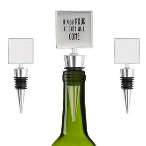 Custom Full Imprint Square Medal Wine Stopper 1