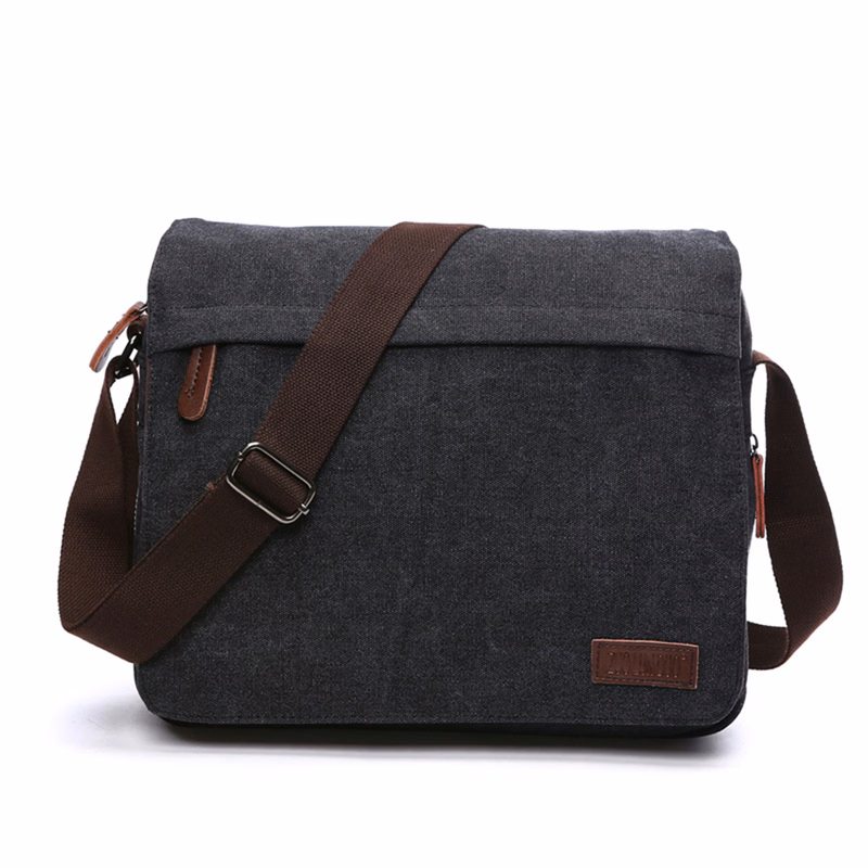 Canvas Charcoal Messenger Crossbody Bags