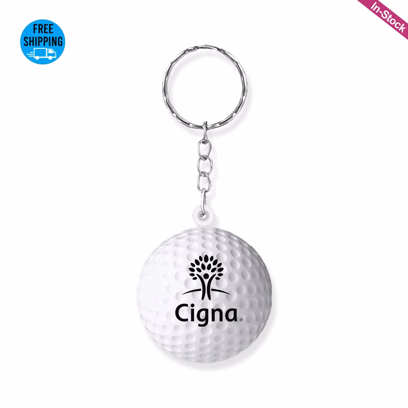 1.6" Diameter Golf Ball Shape Stress Reliever Key Chain