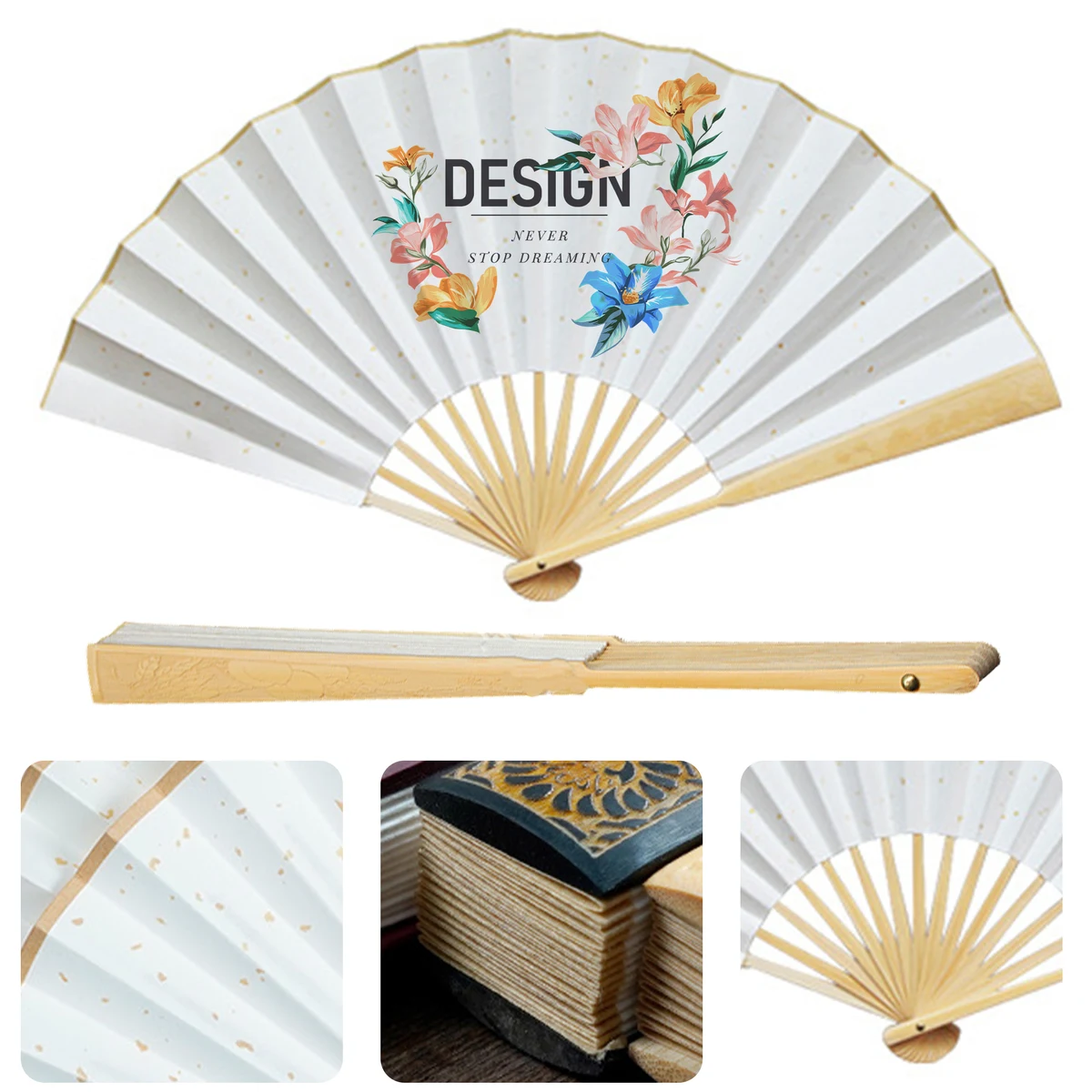 Portable Folding Hand Fans 2-Sided Full Color 1
