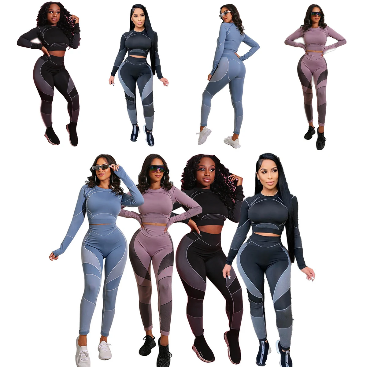 Fitness Two Pieces Gym Sets Long Sleeve 1