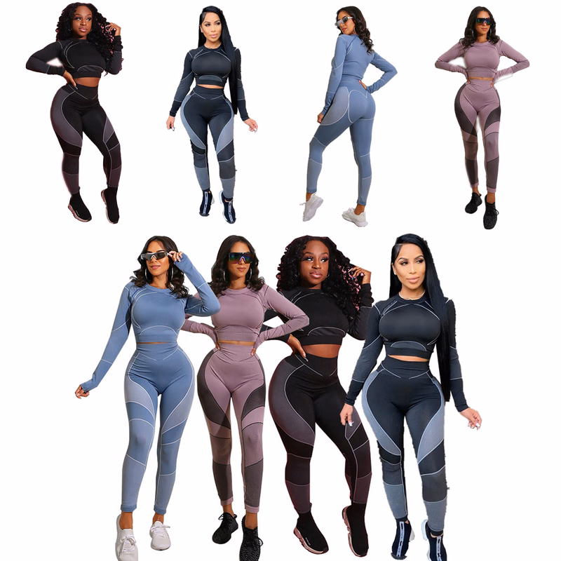 Fitness Two Pieces Gym Sets Long Sleeve