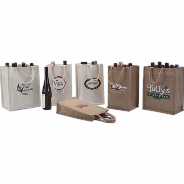 Screen Printed Jute Wine Bag