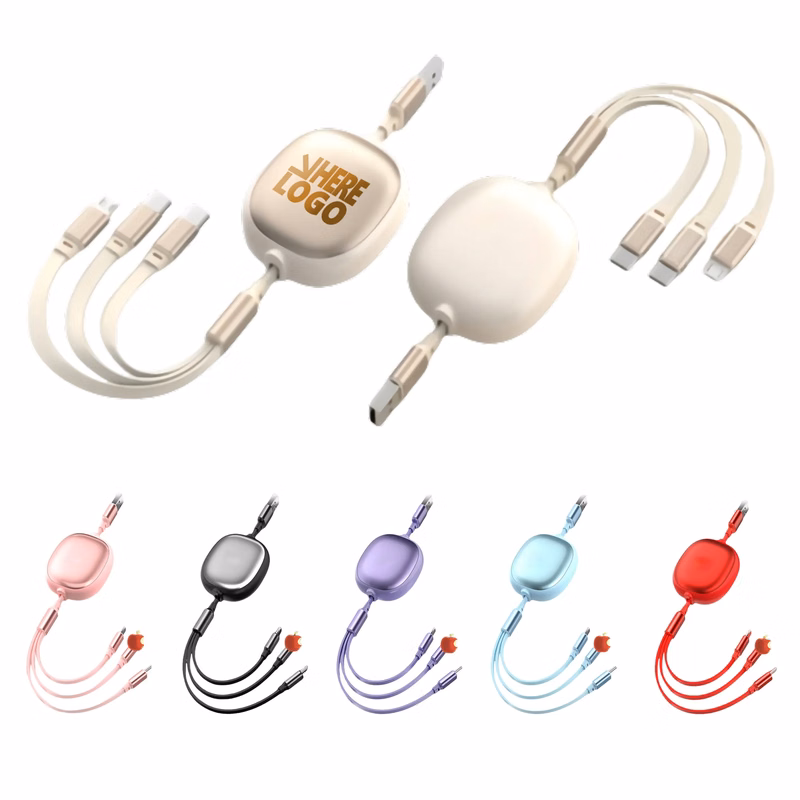 100W Retractable 3-in-1 USB C Charging Cable