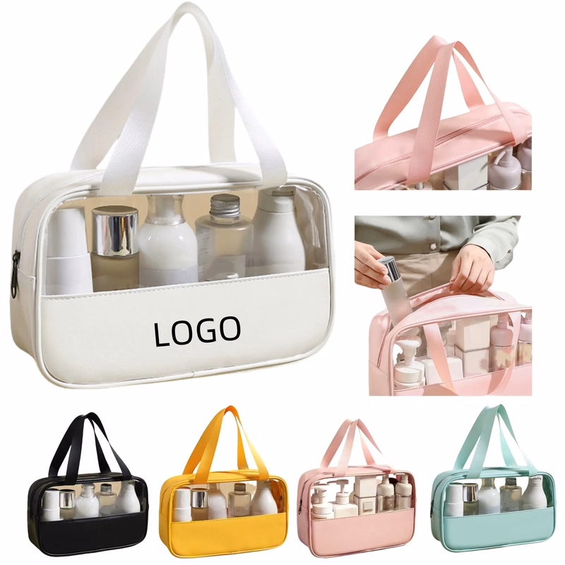 PU And PVC Patchwork Transparent Tote Bag
